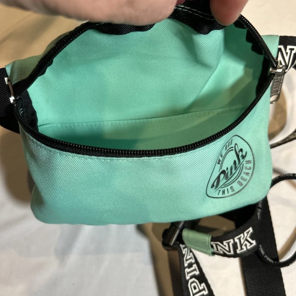 Victorias Secret PINK‎ TealWe Run This Beach Fanny Pack Waist Bag Purse & Koozie - Picture 8 of 8